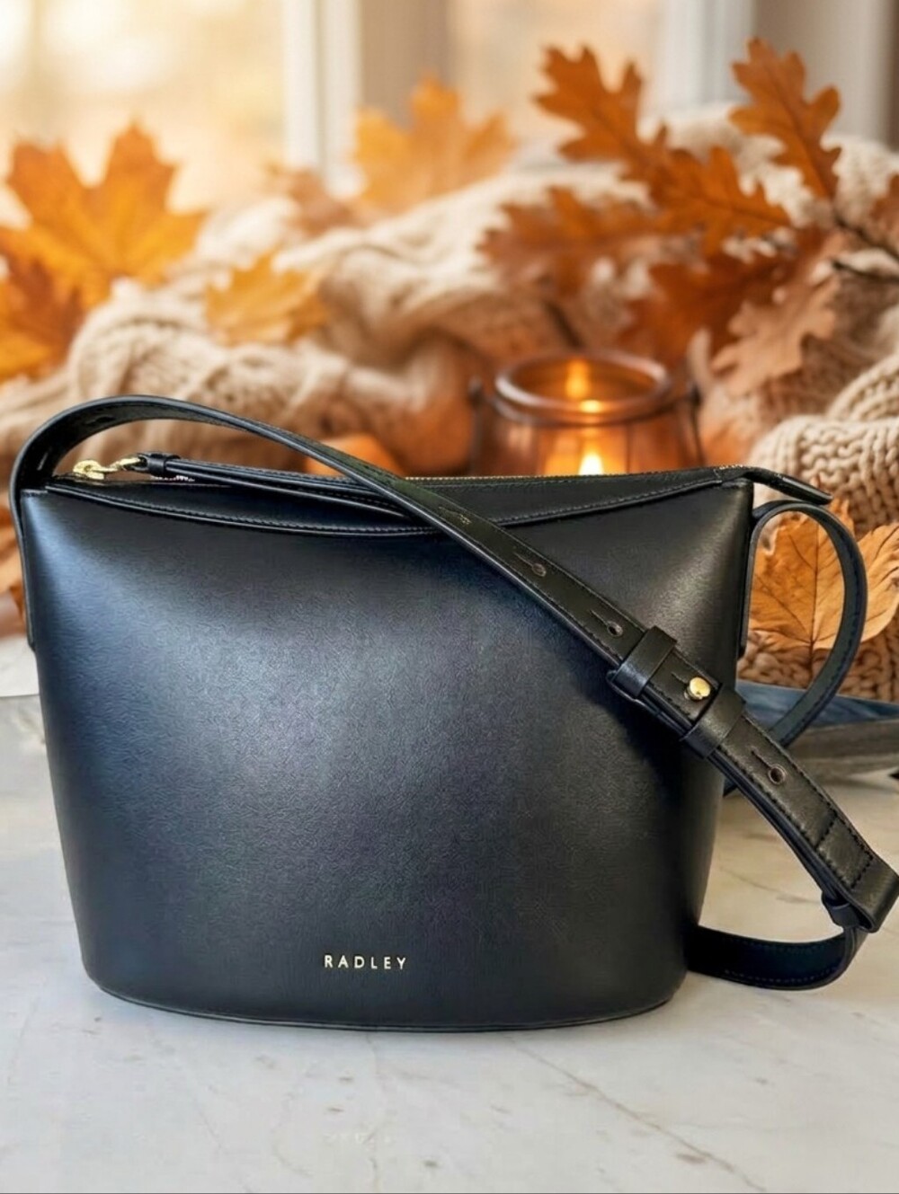 Radley London The Kensal Small Ziptop Genuine Leather Crossbody Bag - Black NWT
